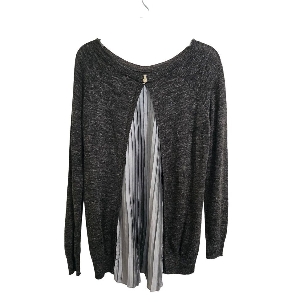 Siste's Made in Italy Gray Wool & Acrylic Blend Sweater With Pleated Back Panel